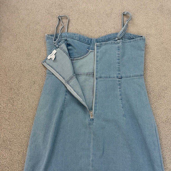 Forever 21 Denim Mini Dress Y2K 90s Style Bustier Cami Blue Jean Bodycon L - Picture 11 of 11